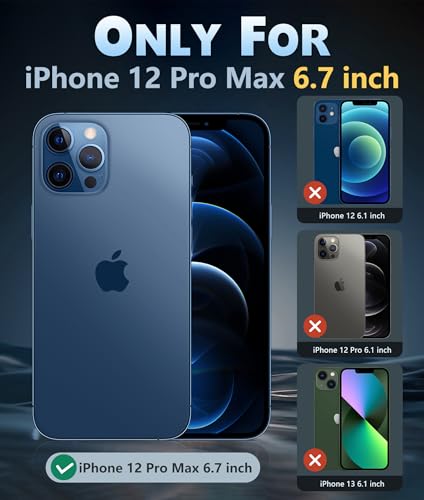 Image of FNTCASE for iPhone 12 Pro-Max Case: Clear Phone Cases Compatible with Magsafe Slim Anti Yellowing Military Grade Drop Protection Rugged Shockproof Protective Transparent Cell Cover (D-Black)
