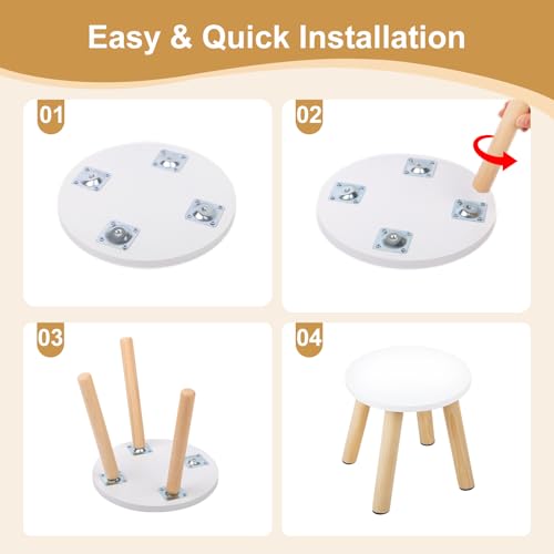 Wooden Step Stool for Kids, Children's Stool Matched Sensory Table, Children Sitting Stool with Assembled Four-Legged, Multi-Purpose Kids Chairs for Bathroom Kitchen Bedroom, Natural Anti-Slip, 2 Pack by VISCOO - Image 6