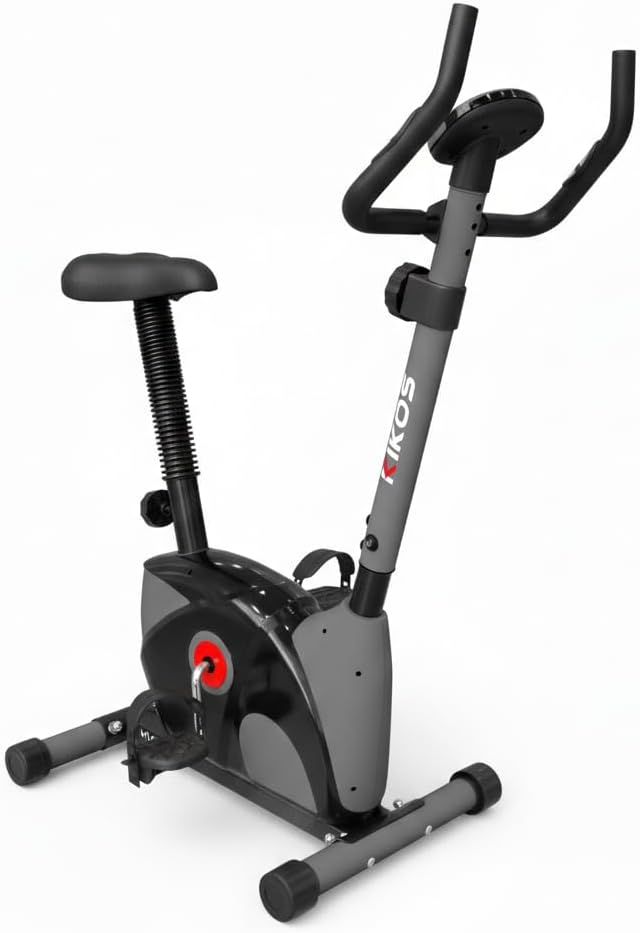 Imagem em 3D da bicicleta ergométrica com fundo branco.