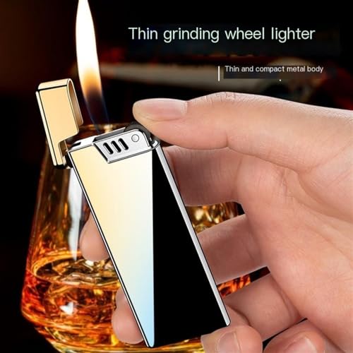 Encendedor metálico ultrafino recargable con llama abierta miniatura 3