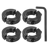 QUARKZMAN 4 Stück 7/8" Bohrung Klemm-Scheibenkragen Schwarz Kohlenstoffstahl Geteilter Klemmring 1-5/8" Außendurchmesser 1/2" Dicke Mit 3/16"(4,76mm) Flach-Sechskantschlüssel Für
