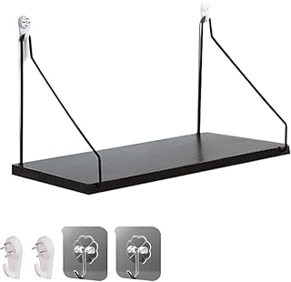 PENGUINFLY ウォールシェルフ 壁掛け棚 フック付 壁 棚 壁を傷つけない ウォールラック 本棚 賃貸 穴開けない 白 おしゃれ (Black)