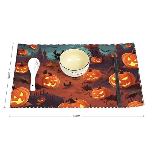 Sets de table Halloween anti-tache en toile pour table propre - 3