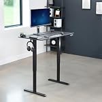 VIVO Électrique 44 x 24 dans le bureau de standing, réglage de la hauteur de mémoire, cadre noir supérieur, DESK-E144B | Électrique, Stand assis, réglable en hauteur, Préréglages de mémoire, Bureau d'accueil, Cadre noir