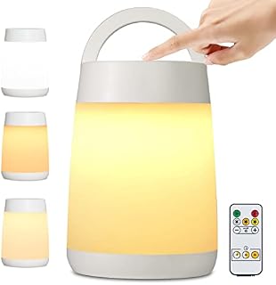GOVSSING Baby Night Light Kids, LED Rechargeable Battery Bedside Touch Table Lamp Light for Bedroom with Remote Control, Dimmable and 3 Colors Changing, USB-C Memory Portable Night Light with Timer
