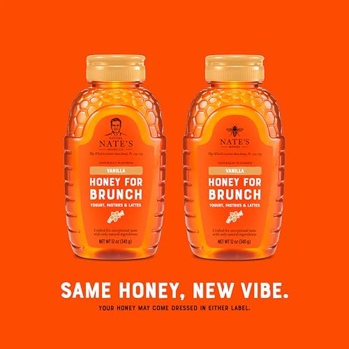 Image of Nate's Vanilla Honey for Brunch - Made with 100% Pure Honey and Vanilla - 12 oz Squeeze Bottle - Great for Pancakes, Oatmeal, Lattes, and Yogurt