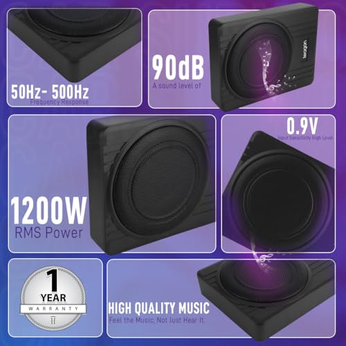 Image of iWagon- Car Subwoofer IWAG-06, N Series (10 Inches) Active Underseat Subwoofer 1200, RMS Power 1200 Watts, Ultra Sleek, Shallow subwoofer, high Level Input /Audio - line Input