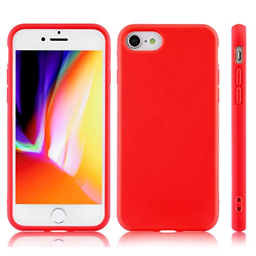 Technext020 Red Case For Iphone 7 / Iphone 8 / Iphone Se 2Nd Generation, Matte Shockproof Ultra Slim Fit Silicone Tpu Soft Gel Rubber Cover Protective Back Bumper #TOP4