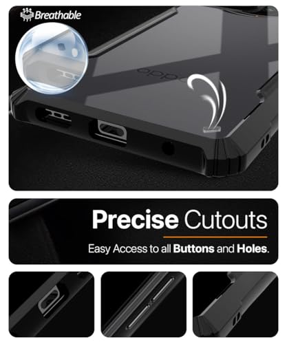 Image of WOW IMAGINE Shock Proof Clear Protective Back Case for Oppo Find X8 Pro - AirEDGE Technology | 360 Degree Camera Protection | Transparent Hybrid Back Case Mobile Cover - Black