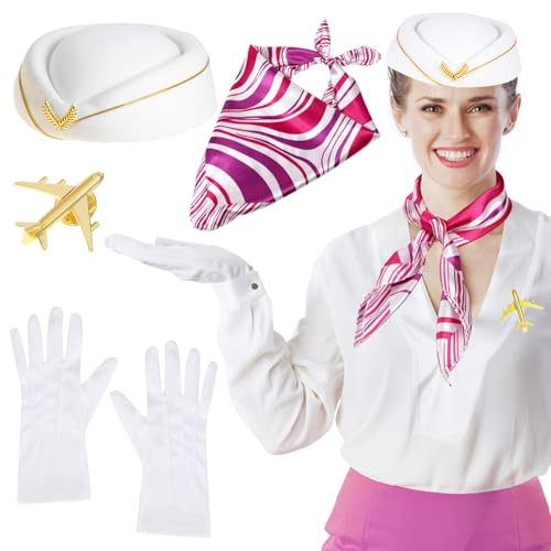 XEPST 4PCS Flight Attendant Costume for Women