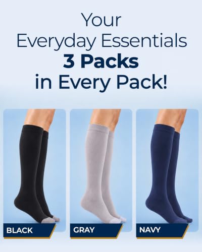 Image of Pembrook Bamboo Viscose Light Compression Socks - 3 Pairs | 8-15 mmhg Compression Socks | Knee High Comfort Support Socks