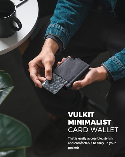 Image of VULKIT Bifold Pop up Card Holder with Money Compartment Business Card Case Minimalist Front Pocket Wallet for Men (Classic Grey)