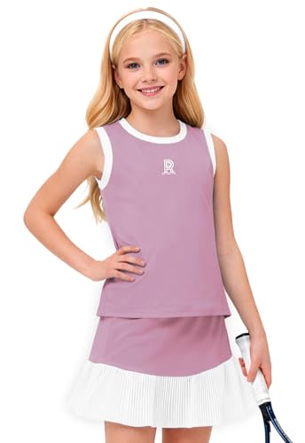 Image of Remimi Girls Tennis Dress Cute Outfit Sleeveless Workout Tank Top and Sport Skirt Set 4-12 Years