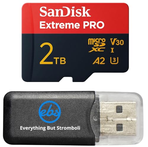 SanDisk 2TB Extreme Pro MicroSDXC Memory Card, Works with GoPro Lit Hero, Max 2, HERO13 Black, Ultra Wide (SDSQXCD-2T00-GN6MA), Bundle with (1) Everything But Stromboli Reader