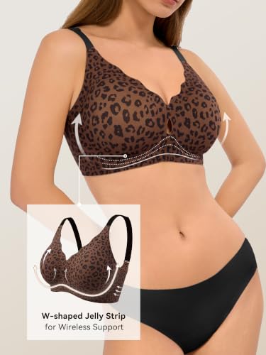 Image of LUCKMEEY Bras for Women No Underwire Wave Push Up Wireless Bra Seamless Bras Full Coverage Bralettes Lift Everyday Bras