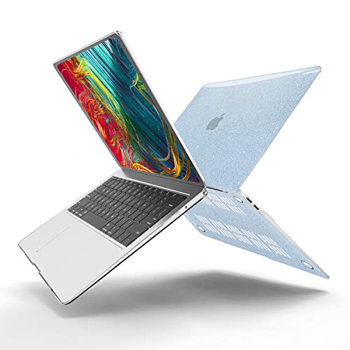 Anban Compatible with MacBook Air 13 inch Case 2022 2021 2020 2019 2018 Release A2337 M1 A2179 A1932 Touch ID, Glitter Plastic Hard Shell Case & Keyboard Cover & Screen Protector, Shining Blue - Thumbnail 6