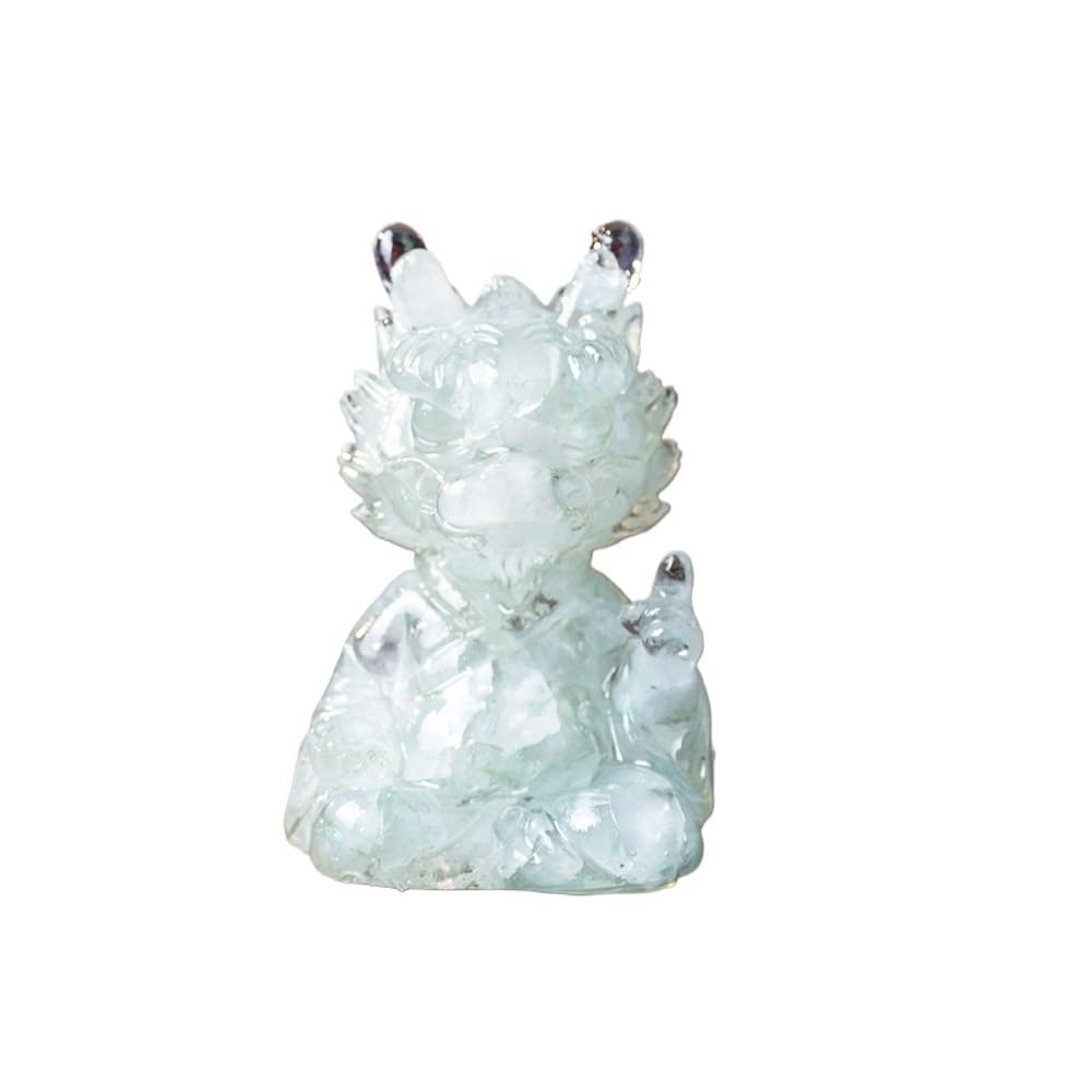HUFFA Natural Crystal Resin Dragon Figurine - Elegant Desktop Decoration for Home and Office(Aquamarine)
