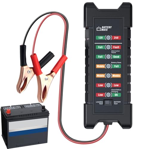 Nbbwwu Tester batteria per auto, Tester di carico batteria per auto - Tester per alternatore automobilistico 12V/24V | Tester del di avviamento di ricarica per auto, camion, moto, ATV, SUV, barche,