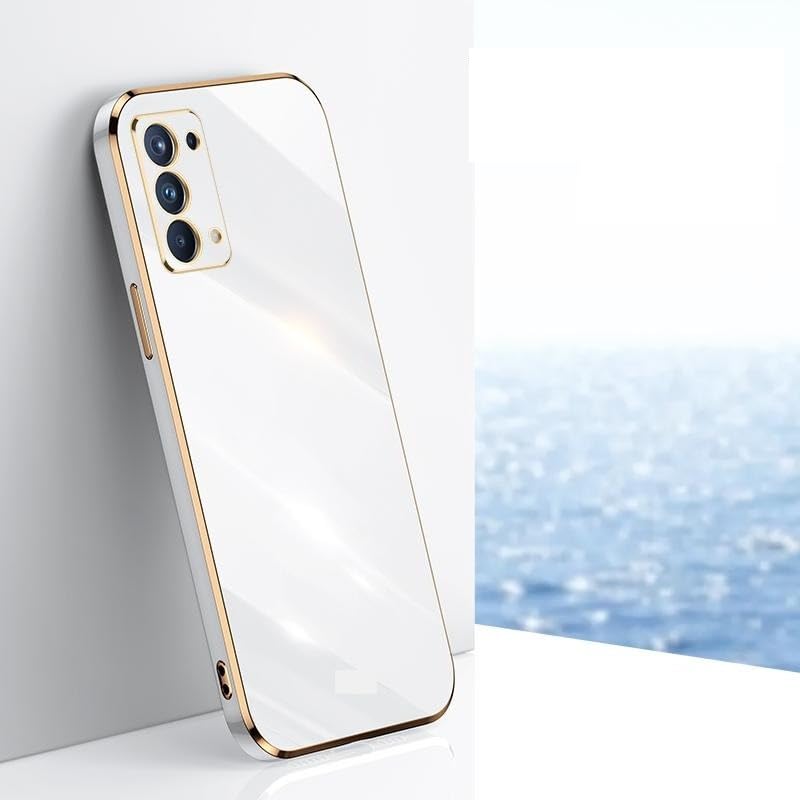 Apurb Store for Oppo A74 5G Plating Square Gold Frame Phone Case Luxury Soft Silicone Back Cover for Oppo A74 5G (White) (B0CBQGV9V2) Amazon Price History, Amazon Price Tracker