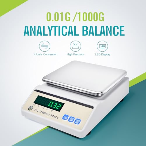 Image of LICHEN Lab Analytical Balance 1000g x 0.01g with LED Display, High Precision Lab Scale with g /ct /oz /lb Units-Laboratory Scientific Scale for Kitchen,Pharmacy,Jewelry(No Test Weight)