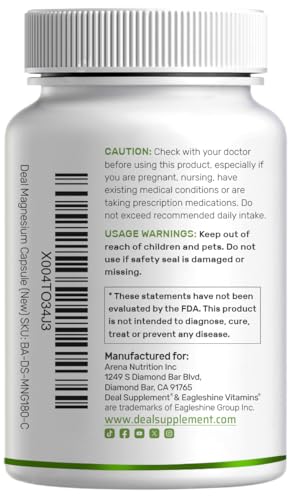 Deal Supplement Magnesium Glycinate 500mg, 240 Veggie Capsules | 100% Chelated for Easy Absorption | Essential Mineral Supplement | Non-GMO, Gluten-Free - Thumbnail 7