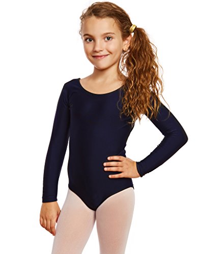 Leveret Girls Leotard Basic Long Sleeve Ballet Dance Leotard (2T-14 Years) Variety of Colors