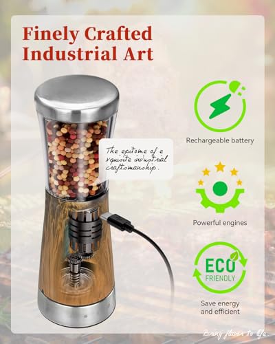 TOMEEM Stainless Steel Electric Salt and Pepper Grinder Set w/ Storage Base and LED Light (Various) 12.49 + Fr + 50% Off Code TP9GGY5W - image 4