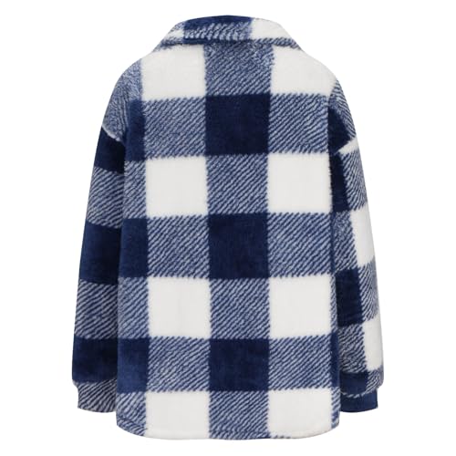 Shackets for Women Fuzzy Fleece Jacket Zip Up Lapel Collar Plaid Jackets Plus Size Fall Winter Sherpa Outerwear4