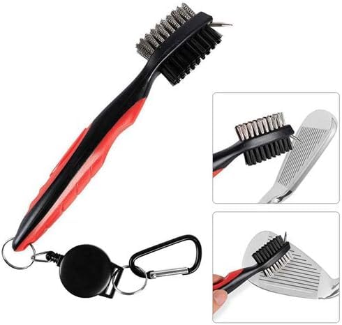 KOMUNJ Golf Club Brush 3 in 1 Club Groove Cleaner Retractable Zip-Line Double-Sided Nylon for Club Surfaces Grooves and Golf Shoes and Golf Bag - Image 2
