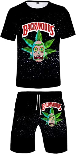 JESMIA Backwoods Shirt and Shorts Set Men Backwoods Shorts and Shirt Tshirt Cool Summer Surf Beach Pants Pool Tee Shirt Boys (style18,XXXXL)