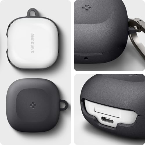 Image of Spigen Geo Fit | Samsung Galaxy Buds 2 /2 Pro /Pro /Core /FE /Live Case Cover [Carabiner Included] [Hard Shell] [Light Compact] PC - Graphite Gray