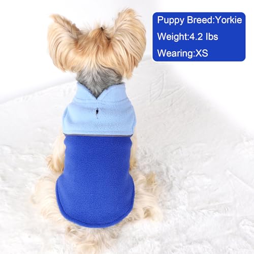 Image of Dog Clothes for Small Dogs Fleece Vest Dog Sweater Boy Girl, Warm Pullover Fleece Doggie Jacket, Winter Pet Ourfit Chihuahua Sweater - Yorkie Clothes (Double Blue, Small)