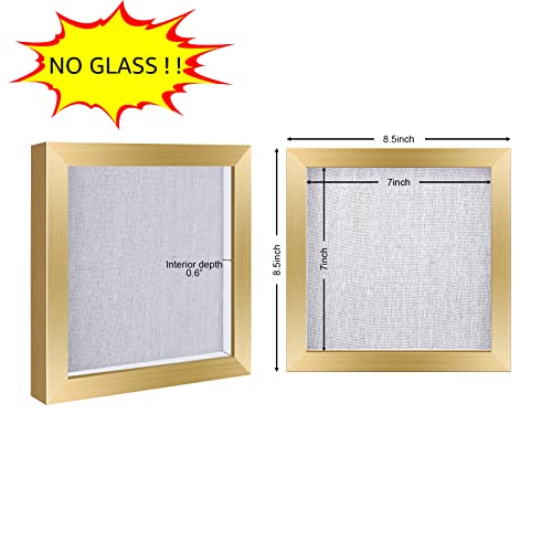 Artbyhannah 3 Pack 8X8 Gold Shadow Box Picture Frame With Linen Inner Board Display Case Ready To Hang Wedding Memorabilia Medals Photos For Wall And Tabletop #TOP1