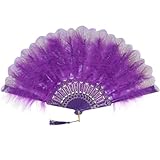 ジュリアナ扇子 ジュリ扇 コスプレ小物 コスプレジュリ扇子 レース フェザー ダンス フェザー ファンシードレス ふわふわ 仮装大会 パーティー 仮面舞踏会 新年会 お祭り 学園祭 文化祭 (パープル)