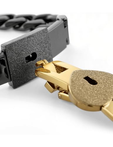 MIFXI 2 Sets Couples Matching His and Hers Gold Plated Heart Lock Key Bracelets3