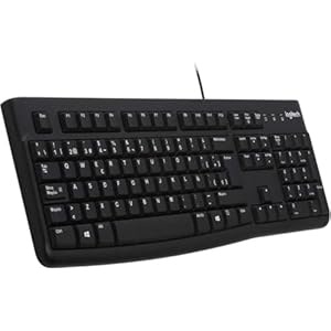Logitech K120 Clavier sans Fil Business Windows, Plug-and-Play USB, Touches Silencieuses Ultra-Plates, Taille Standard, Etanche, Barre d’Espacement Incurvée, Clavier QWERTY Espagnol – Noir