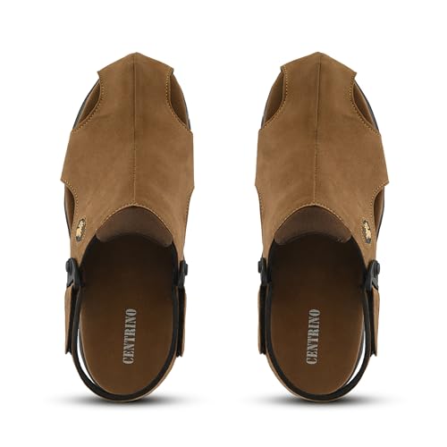 Image of Centrino Men's Sandals | Slingback Strap with Cushioned Black Footbed | Closed-Toe Clog Sandals | Stylish Sandal with Grip Insole | Comfortable Casual Footwear for Office, Travel & Walking (9585)