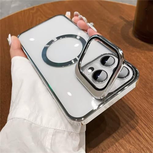 Protecteur d'objectif résistant aux rayures et support transparent argent pour iPhone