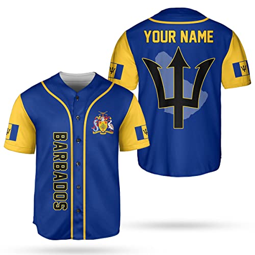 Podagree Personalized Barbados Baseball Jersey Shirt, Bajan Flag Jersey, Barbados Jersey for Men and Women Jersey Bajan (BBD13)
