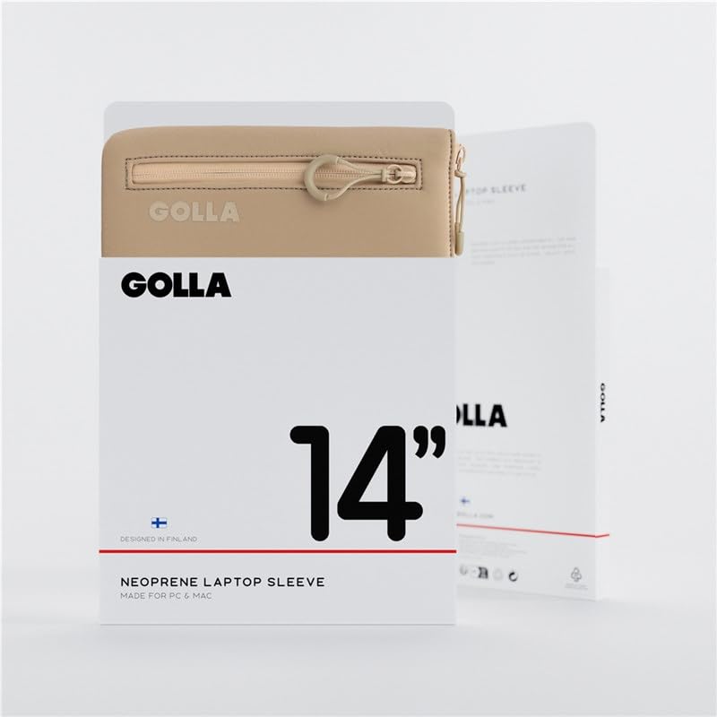 Golla Funda Impermeable de Neopreno para Ordenador portátil, para MacBook, ASUS y Otros portátiles/Elegante Funda para Laptop/Cremallera con Funda de neopreno/14 Pulgadas/Café