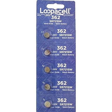 LOOPACELL 362-361 1.55v 362/361 Battery (SR721SW) Pack of 5 Batteries Cover