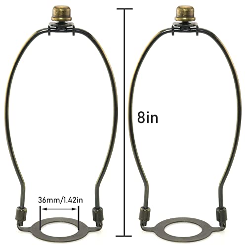 Jjhxsm Lamp Shade Bracket 2Pcs Antique Brass Lamp Shade Harp Holders With E26 Uno Light Base And Lamp Finial Lamp Shade Parts 8 Inch #TOP1