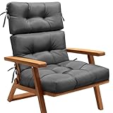 Klappbares Garten-Loungekissen– Outdoor Sitzauflage mit zerkleinertem Memory-Schaum & wasserdichtem 300D Oxford-Stoff, verstellbare Gurte für Gartenstühle, Schaukelstuhl und Pool (Anthrazit)