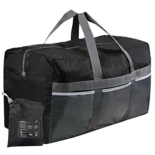 CAMPMAX 75L Extra Large Duffle Bags for Men and Women, Sturdy Oxford Lightweight Foldable Travel Duffel Bag 25x12x15 Inches, Black