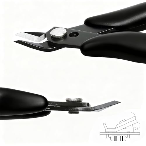 Image of Micro Wire Cutter 5-inch,Precision Flush Cut Nippers,Small Side Cutting Pliers for Jewelry,Electronics,3D Printing,Plastic Models,Black