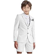 Mi Bo Tong Boys Summer Suit for Beach Wedding 2 PC Light Weight Jacket Short Pants Boys Party Sui...