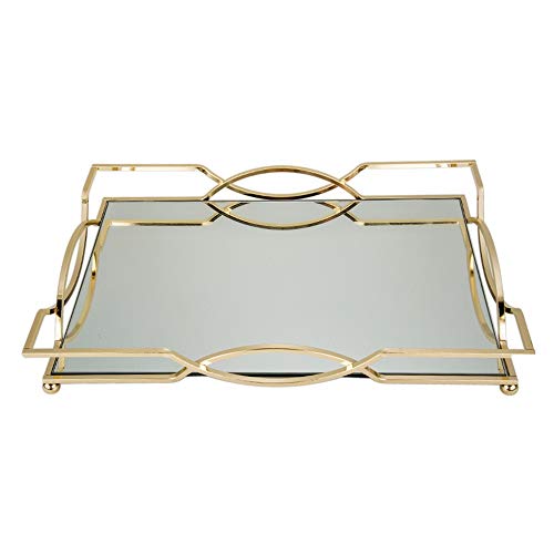 Preisvergleich Produktbild Schmucktabletts Metall Rectangle Dekorative Couchtisch Parfüm Wohnzimmer Küche Serviertablett Schönes modernes elegantes Gold für Hochzeit und Hause Dekoration ( Color : Gold , Size : 30x21x6.5cm )