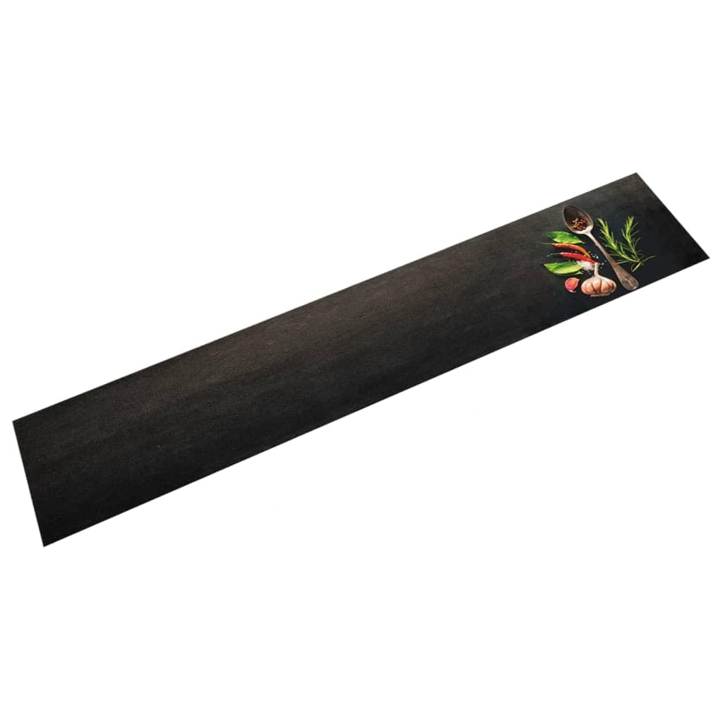 Tapis de cuisine en velours haut de gamme 60x300 cm motif épices et paillasson lavable durable