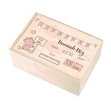 Striefchen® Holzbox zur Erinnerung an das erste Babyjahr oder als Geschenk zur Geburt - mit Namen des Kindes und Geburtsdaten bedruckt Mädchen