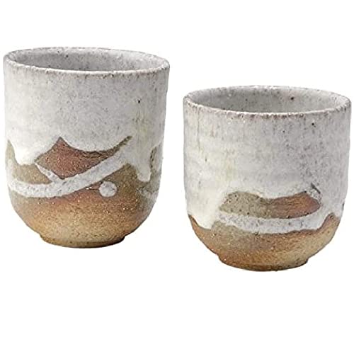 信楽焼 湯呑 (夫婦(大・小セット), 淡雪)